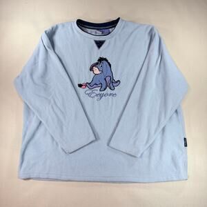 Vintage Disney Eeyore Fleece Pullover Sweatshirt Women Size 22W/24W Light Blue